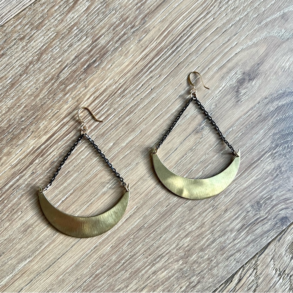 Gold Crescent Earrings